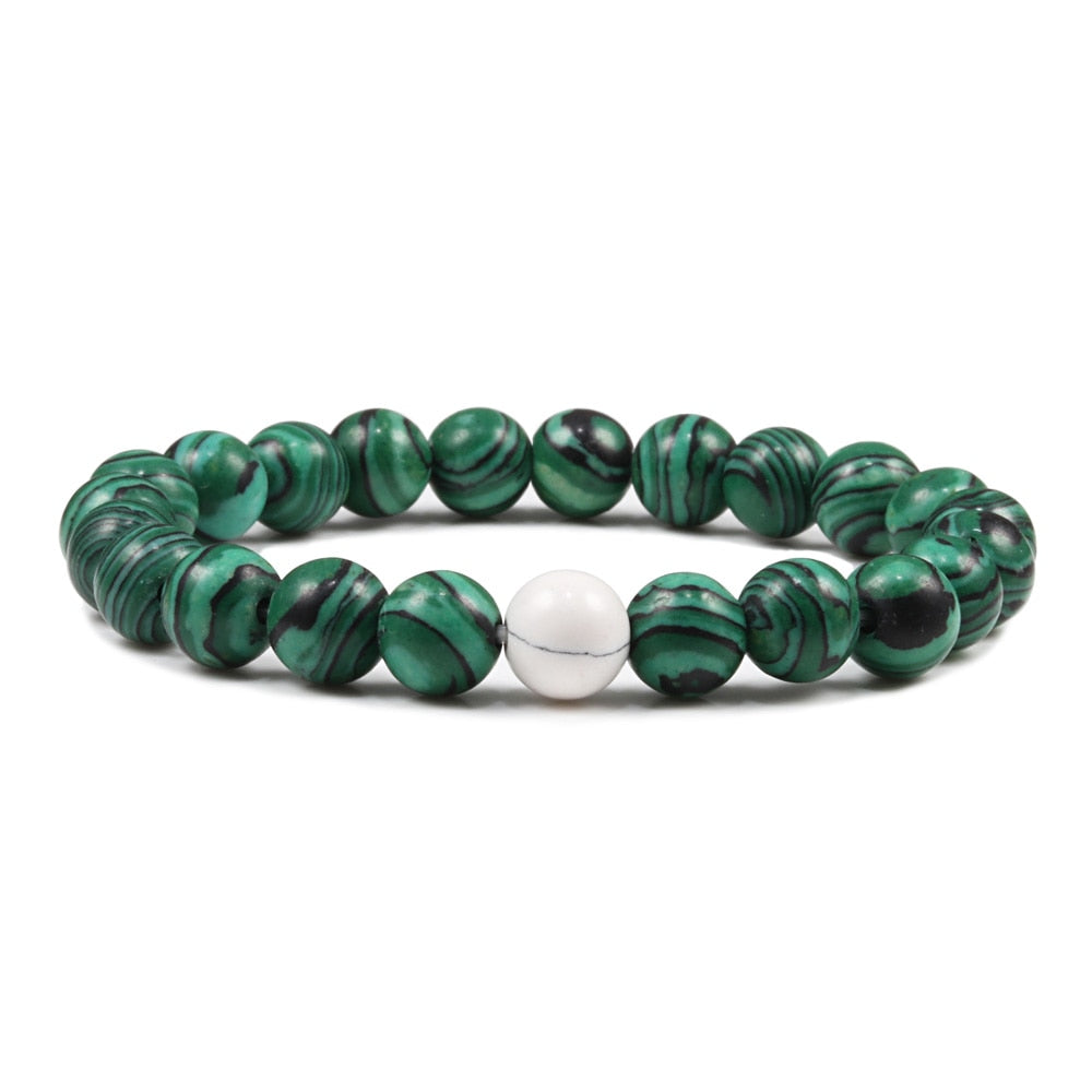 Couple Distance Natural Stone Braided Bracelets Green Malachite Bracelet For Women Men