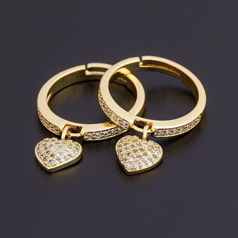 6 Styles Romantic Heart Rings Fashion Gold Color Wedding Ring