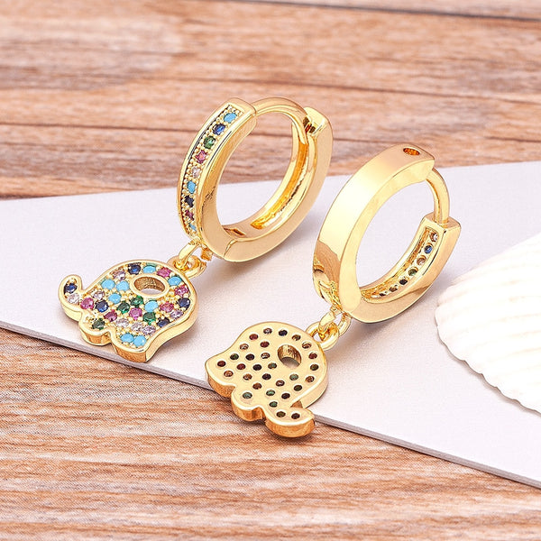 Pendientes colgantes de cobre con circonitas cúbicas de diseño de lujo para mujer