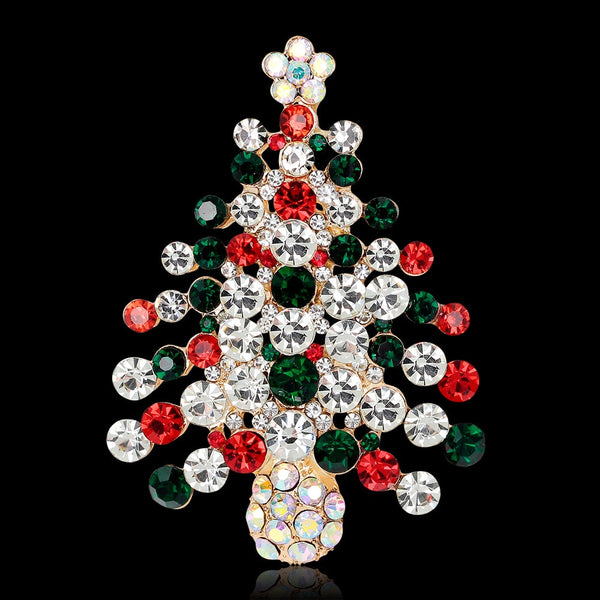 Rhinestone Christmas Tree Brooches For Women