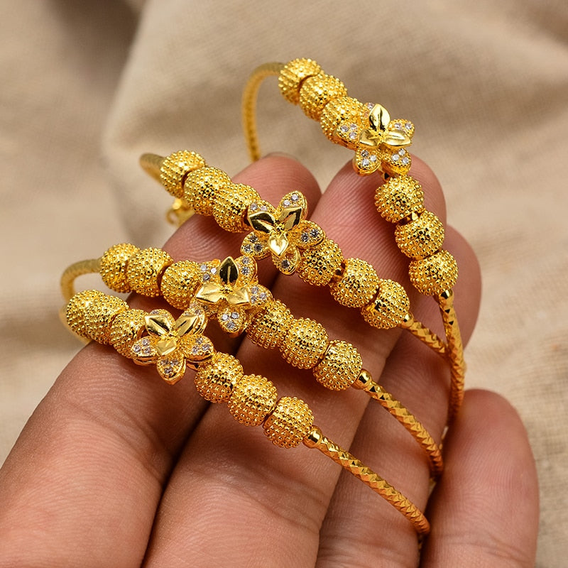Mosaic Dubai Arab Gold Color Baby Child Bracelet Bangles