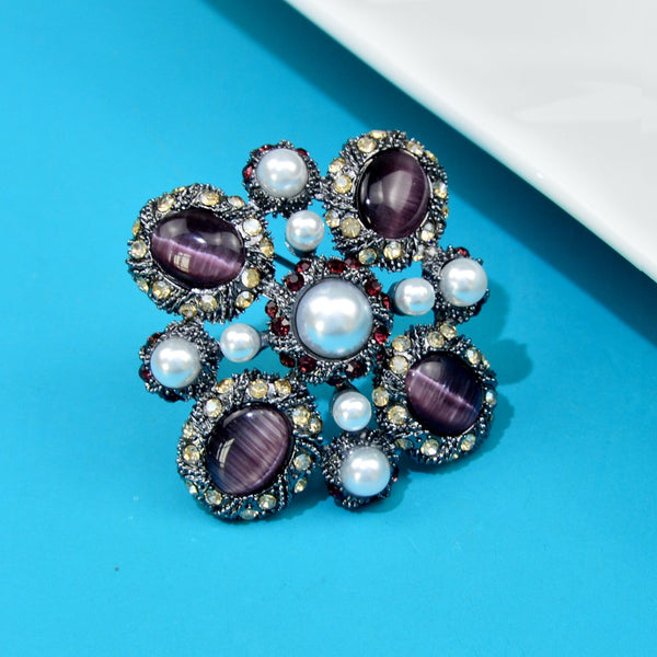 Rhinestone Colorful Resin Bead Brooches For Women