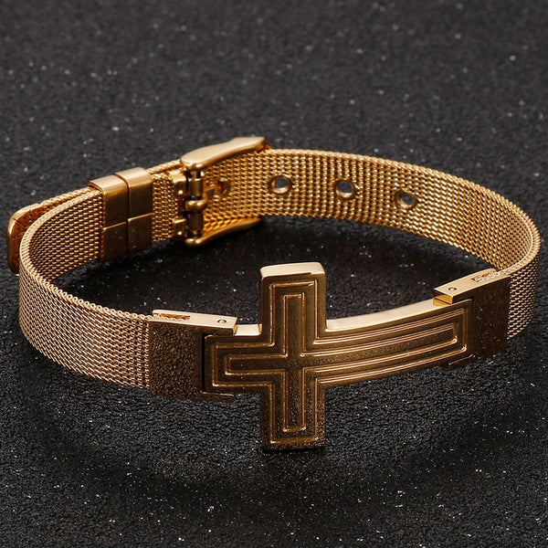 Pulseras de acero inoxidable chapadas en oro de 10 mm para hombre.