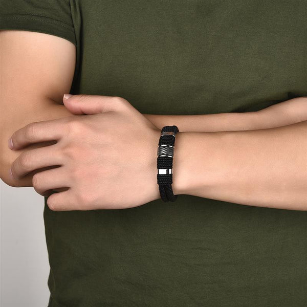 Pulsera de cuero trenzado de moda para hombre