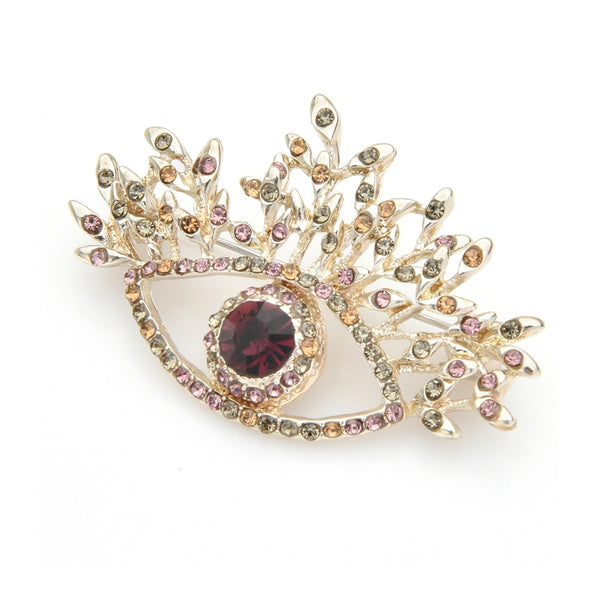 Blue Rhinestone Eye Brooches Women Alloy Beauty Lucky Eye Flower Weddings Brooch