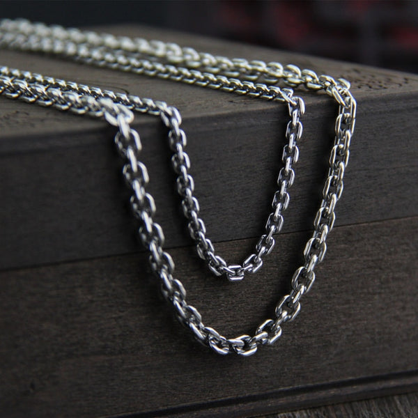 Collar clásico de cadena redonda de plata maciza Unibabe para hombre y mujer