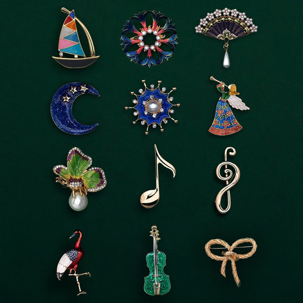 Cute Creative Fan Boat Pin Buckle Brooches