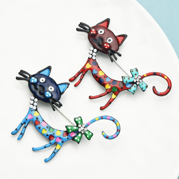 Preciosos broches de gato esmaltados en dos colores para fiestas, informales, para mujer