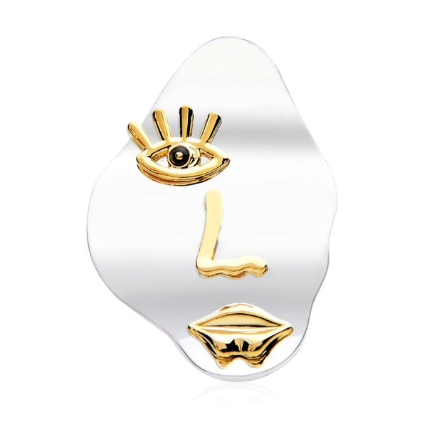 Beauty Eye Mouth Face Brooches Women Metal Figure Office Casual Brooch