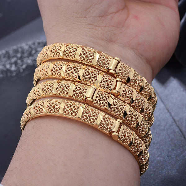 1-4 pulseras francesas nuevas de oro de 24 quilates para mujeres y niñas, para bodas, fiestas, regalos para esposas.