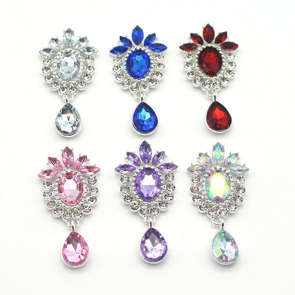 5PCS DIY Alloy Rhinestones Pendant Brooches Buttons