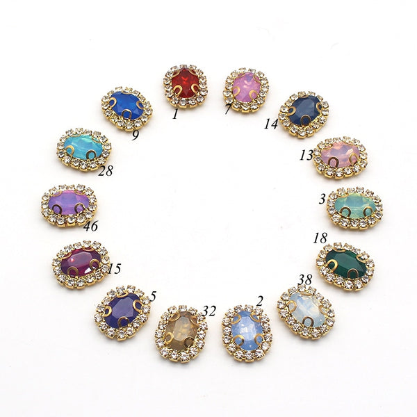 Lote de 10 botones de 19 x 15,6 mm para costura y manualidades, con diamantes de imitación decorativos para ropa.