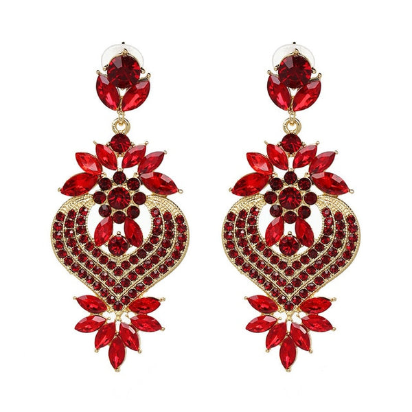 Pendientes colgantes de cristal con diamantes de imitación color champán de joyería de moda