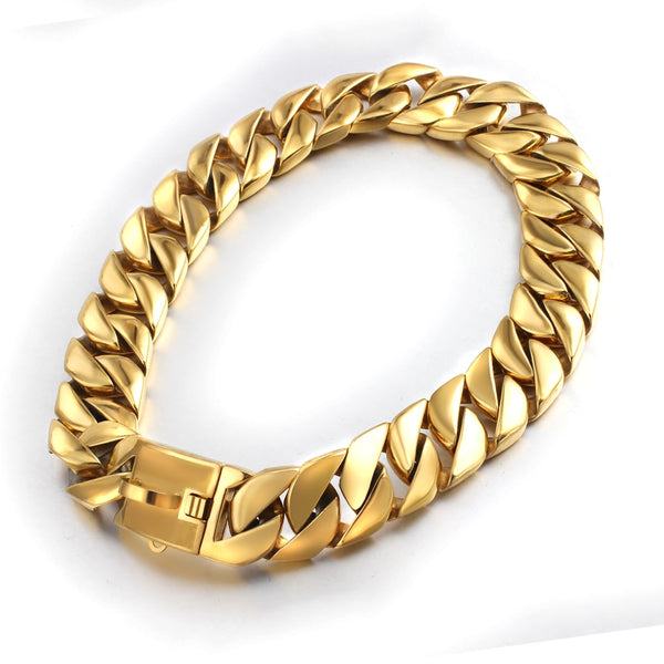 Collar para perro de acero inoxidable de 30 mm con cadena de metal y doble hilera de cromo para entrenamiento y exhibición.