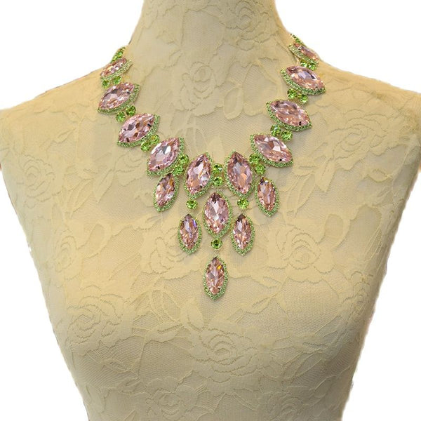 Glass Rhinestones strass Big Necklace for Bridal Wedding pendant necklaces