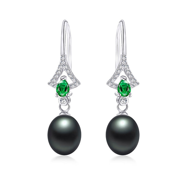 925 Silver Green Zircon Drop Earrings For Women