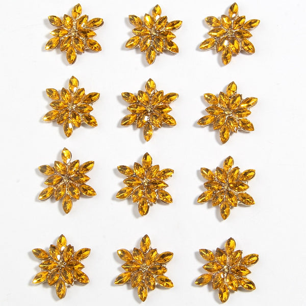 10 botones de diamantes de imitación de flores de 24 mm y 0,94 pulgadas para decoración de bodas