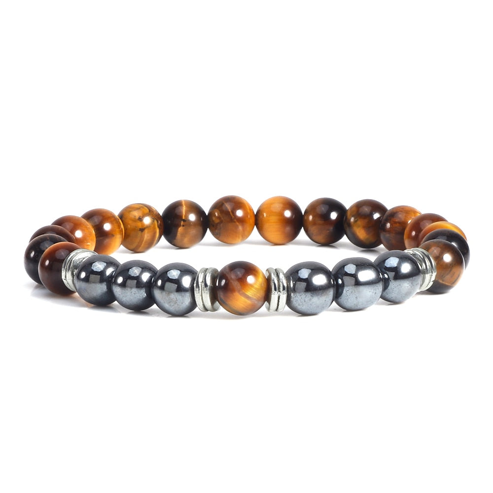 Natural Hematite Stone Tiger Eye Lava Beads Bracelets＆Bangles Women Men