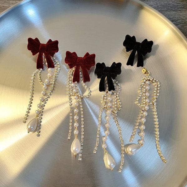 Korean Elegant Resin Bowknot Drop Earrings For Women