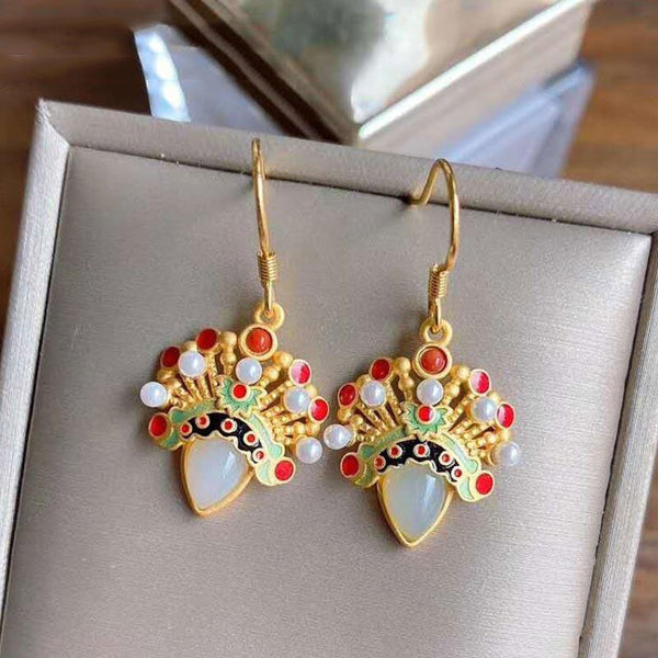 Pendientes de jade hetiano natural de diseño original Pendientes de viento
