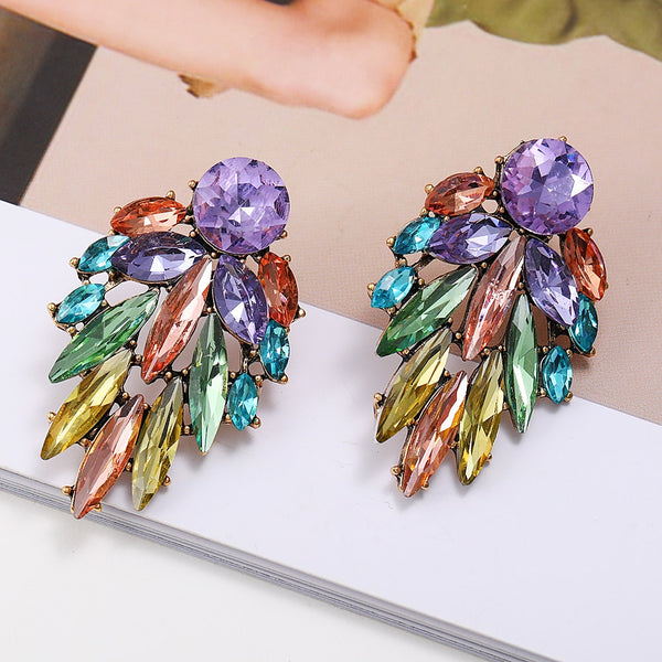 Pendientes grandes con forma de hoja colorida de moda coreana