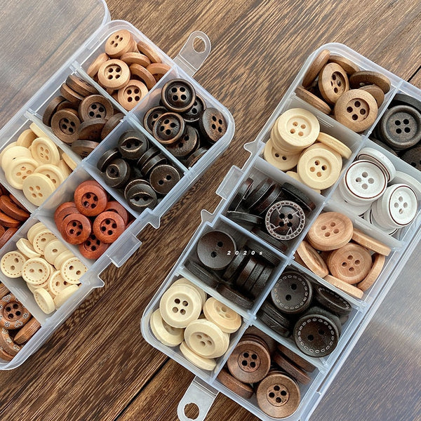 Lote de 100 botones de madera para tela, decoración, costura, manualidades, accesorios de bricolaje.