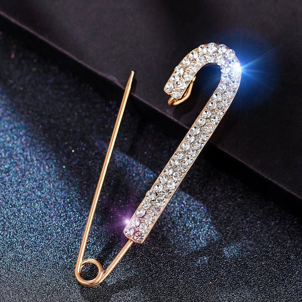 Simple Rhinestone Large Safety Pins For Cardigan Coat Sweater Costume Jewelry Women