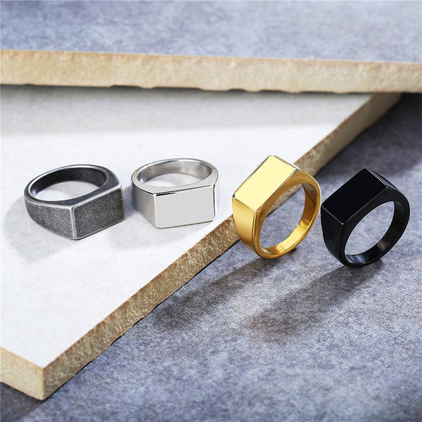 Anillo de acero inoxidable 316L estilo punk hip hop Never Fade para hombres y mujeres