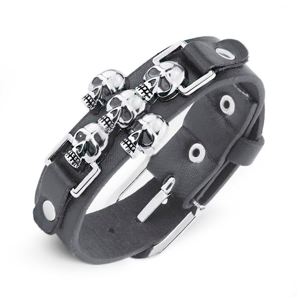 Skeleton Skull Punk Gothic Rock Leather Belt Buckle  Bracelets