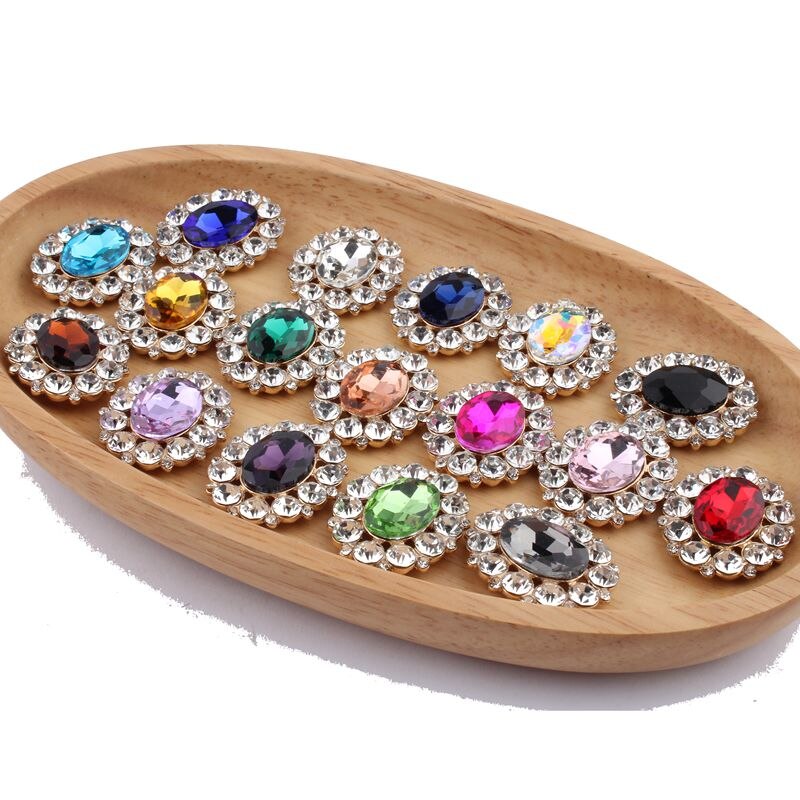 120PCS 25mm*31mm High Quality Bling Oval Rhinestone Buttons