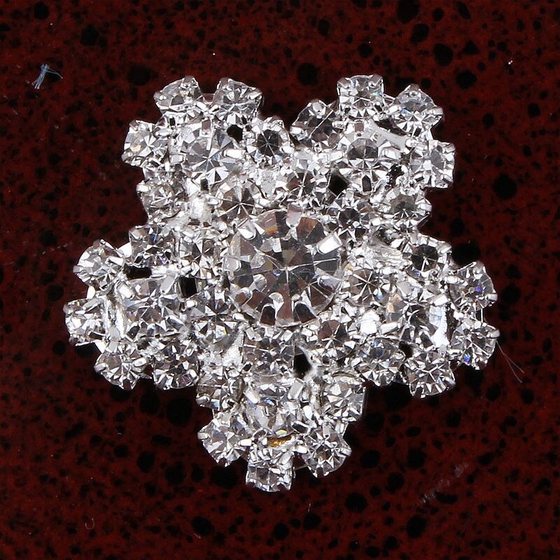 200pcs/lot 20MM 2Colors Cute Clear Rhinestone For  Fashion Sparkly Crystal Metal Button