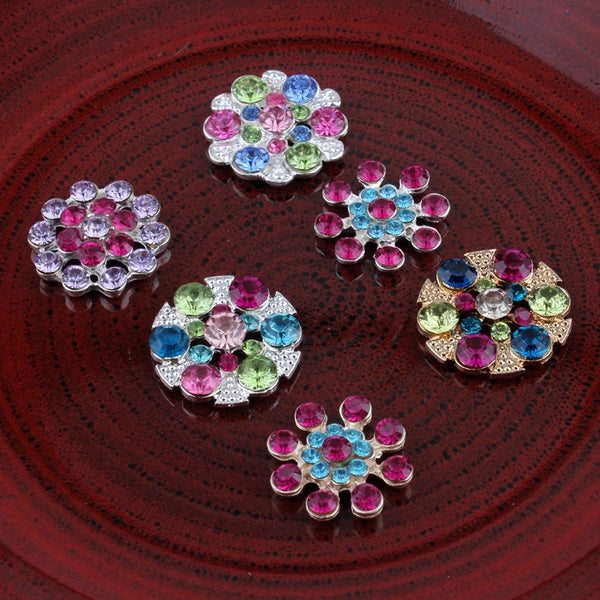 10 botones decorativos de diamantes de imitación de flores hechos a mano vintage