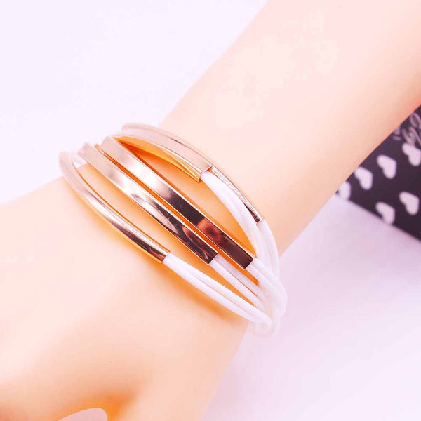 Fashion Jewelry Colors Multi Layers Leather Bracelet Women