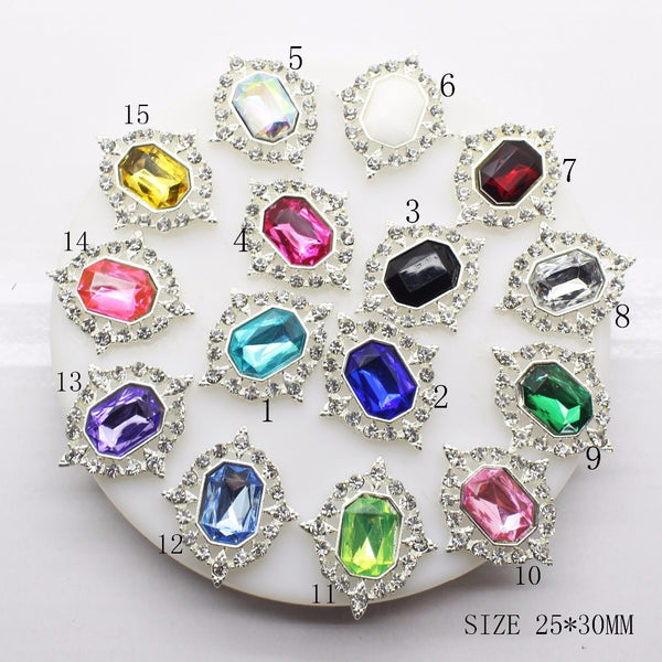New Fashion10pcs/Lot Alloy Buttons Acrylic Flatback Diy  Wedding Accessories