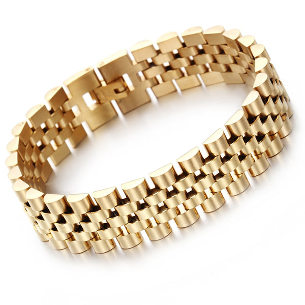 15MM Wide Chain Bracelet Men Watchband Style Adjustable Men's Bracelets