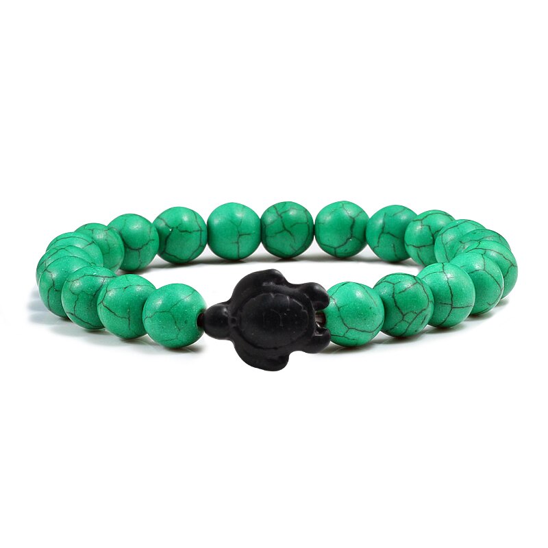 Fashion Summer Sea Turtle Beads Bracelets Charm Colorful Natural Stone Elastin Strand Bracelets