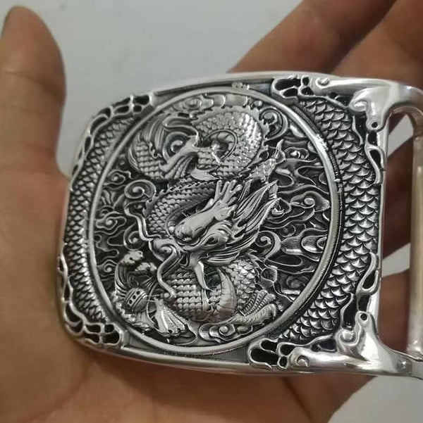 Hebilla de cinturón de plata 999 Unibabe Dragon Jewrlry