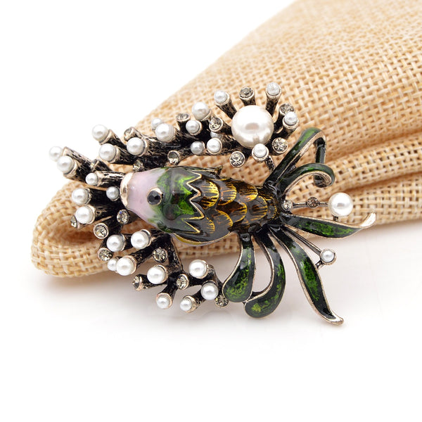 Cute Pearl Fish Brooches for Women and Man