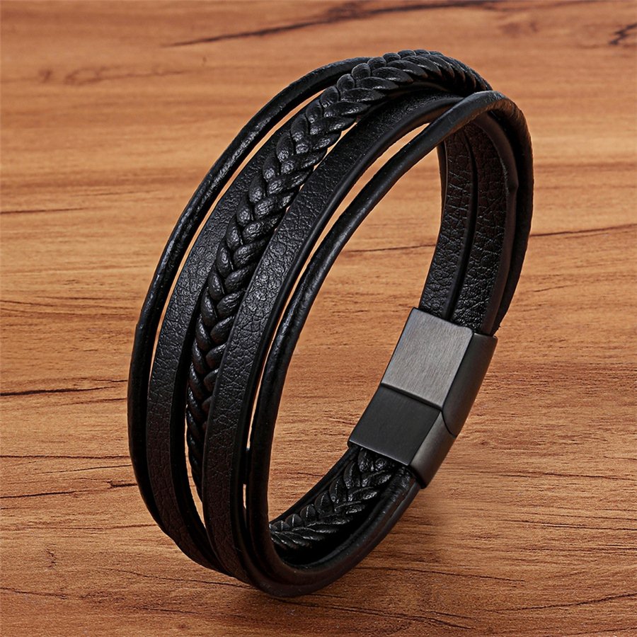New Design Multi-layers Handmade Braided Genuine Leather Bracelet
