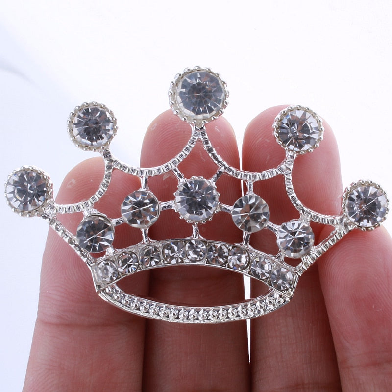 50PCS 5.7CM Fashion Crown Rhinestone Buttons For  Alloy Metal Crystal Button