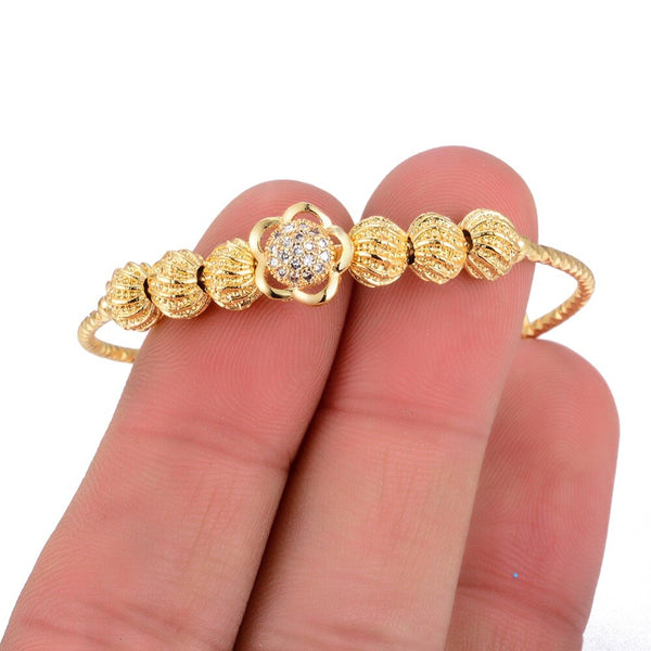 Trendy Childrenbracelet Small Bangles Bracelet flower Gold Color Charm Beads Baby Bracelet