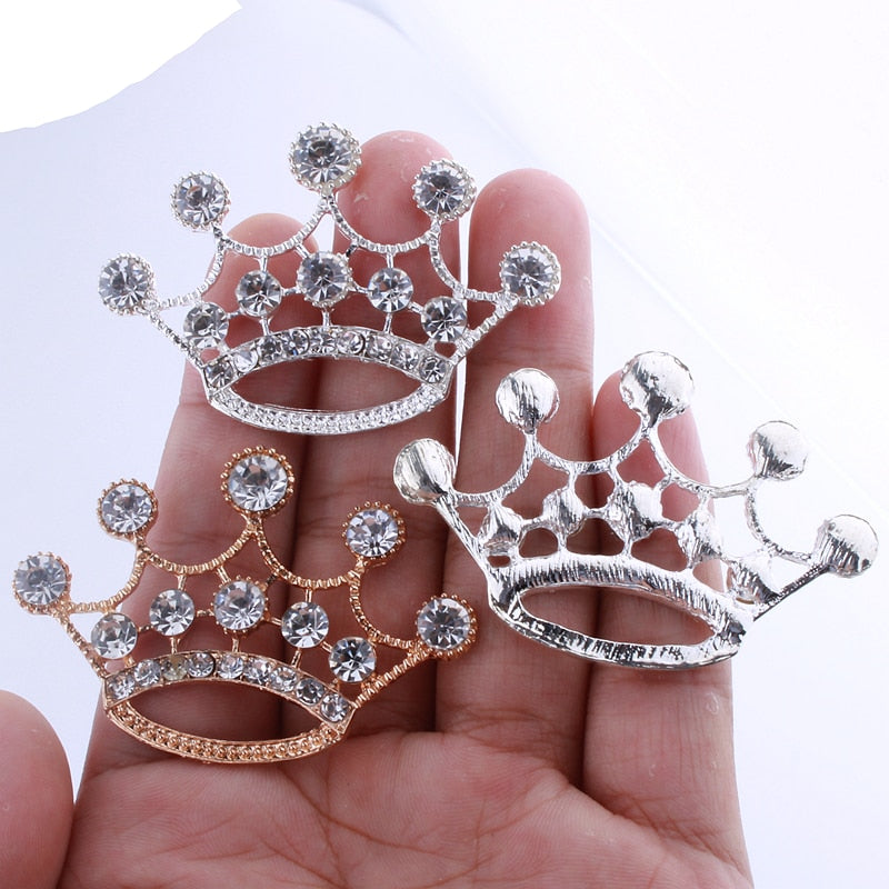 50PCS 5.7CM Fashion Crown Rhinestone Buttons For  Alloy Metal Crystal Button