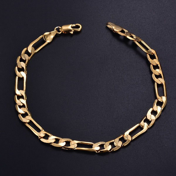 Hiphop  bracelet homme women men Gold color 5MM Flat Lovers Bracelet