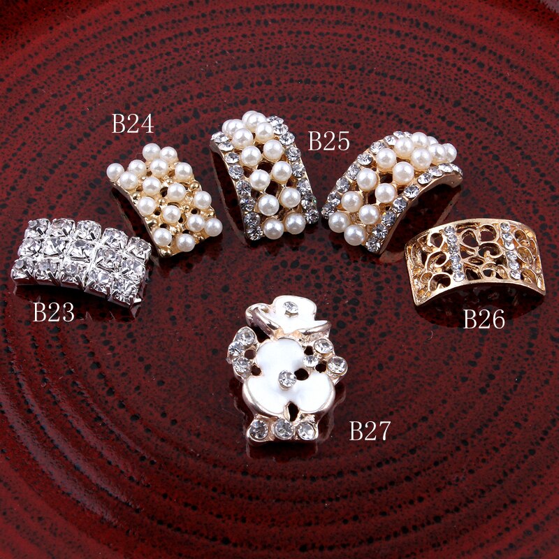 30PCS Handmade Vintage Metal Decorative Buttons Crystal Pearl Flower Center Rhinestone Buttons