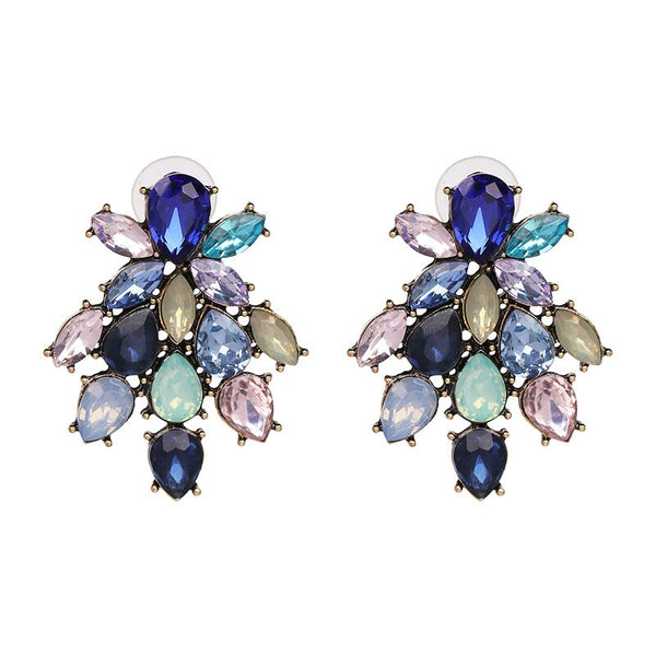 Pendientes de moda con tachuelas de diamantes de imitación para mujer