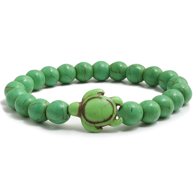 High Quality Summer Sea Turtle Beads Bracelets Classic Natural Stone Elastic Bracelets
