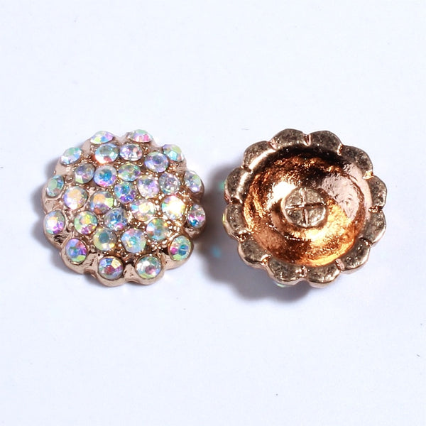 10 botones de diamantes de imitación de 14 mm con mezcla de colores plateados y brillantes.