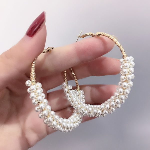 1 par de pendientes circulares grandes de 50 mm con forma de bucle