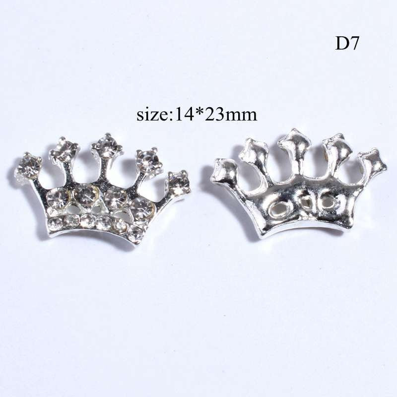 10Pcs 14*23MM Fashion Chic Silver Crystal Crown Buttons