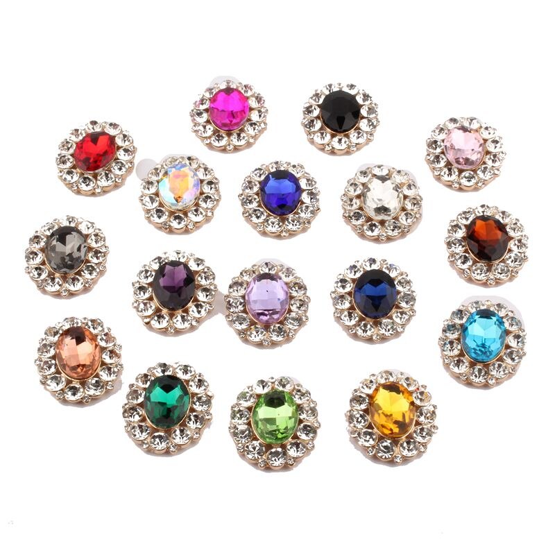 120PCS 25mm*31mm High Quality Bling Oval Rhinestone Buttons
